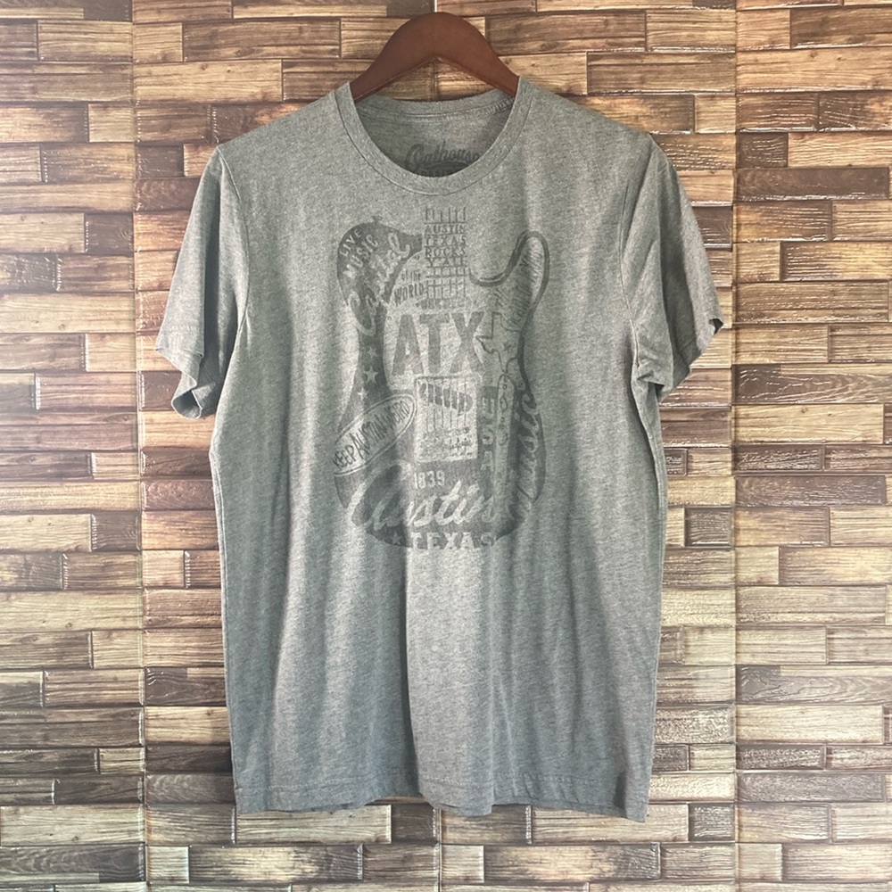 Pre Owned Gray Outhouse Designs Vintage ATX Guitar Soft Tee Large